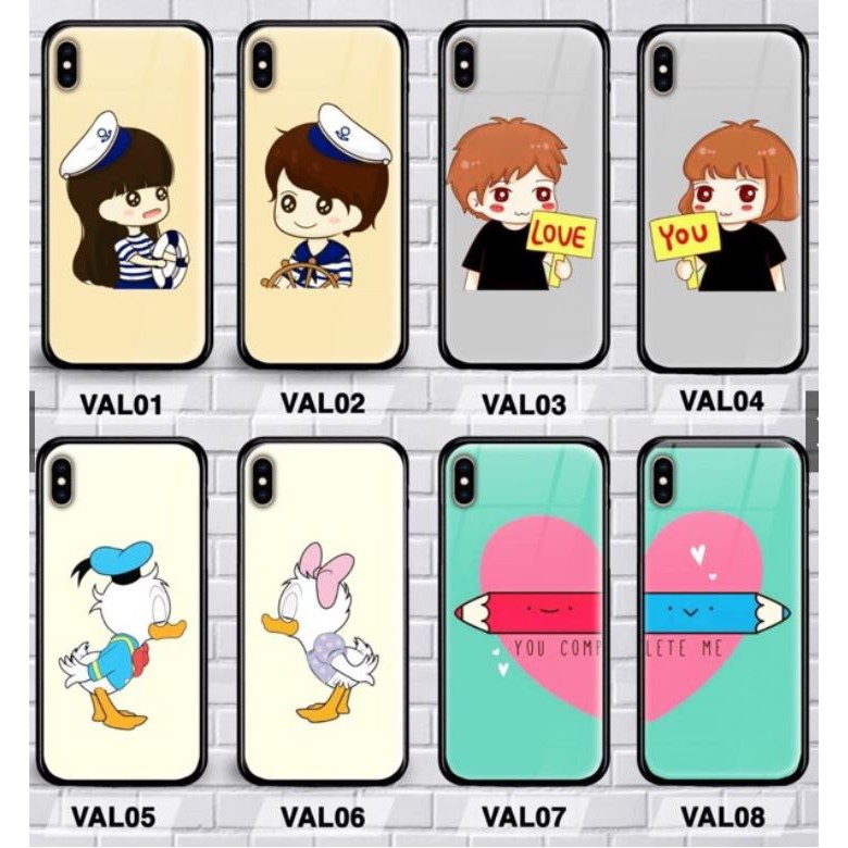 VIVO Y91 / Y93 / Y95 , VIVO Y91C / Y93 NONFINGER PREMIUM CASE CASING GLASS MOTIF COUPLE