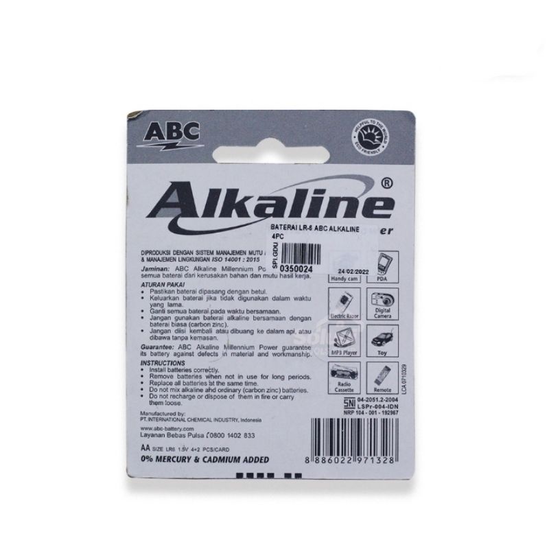 Baterai ABC Alkaline AA/AAA  ISI 4+2