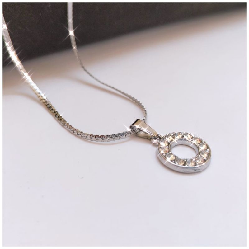 KALUNG SILVER ANTI KARAT - ANTI LUNTUR// Kalung Liontin Wanita Model Bulat Atau O