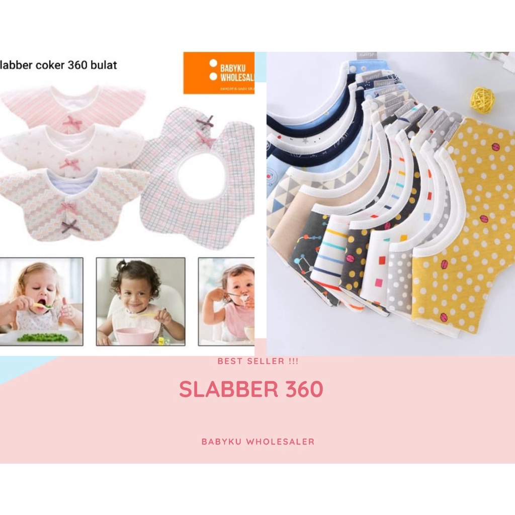 Celemek slabber bayi 360 gauze / Bib bulat tatakan makan iler bayi