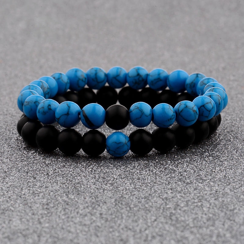 Gelang Manik-Manik Batu Matte Ukuran 8mm Untuk Pasangan