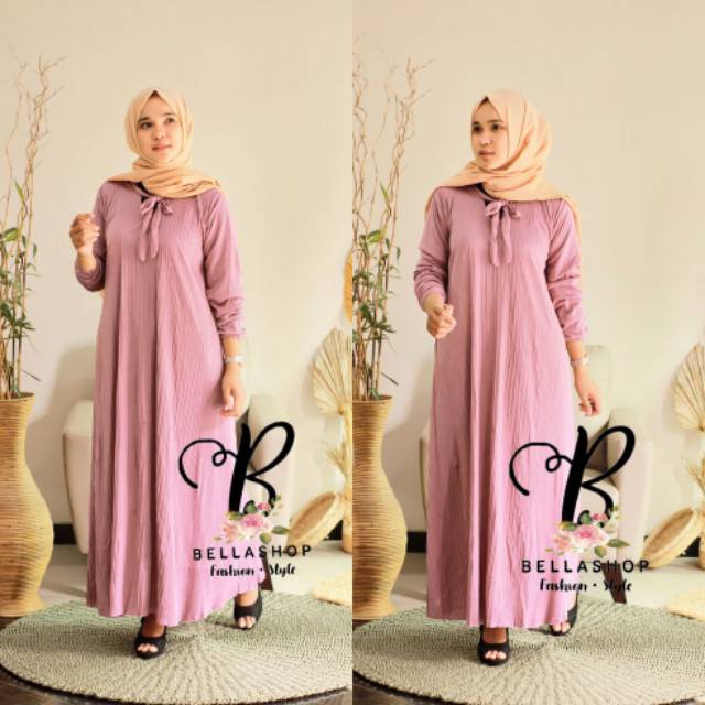 GAMIS PLISKET PITA MAYUNG JUMBO/ GAUDI  LONG DRESS PLISKET/ GAMIS DASI-5