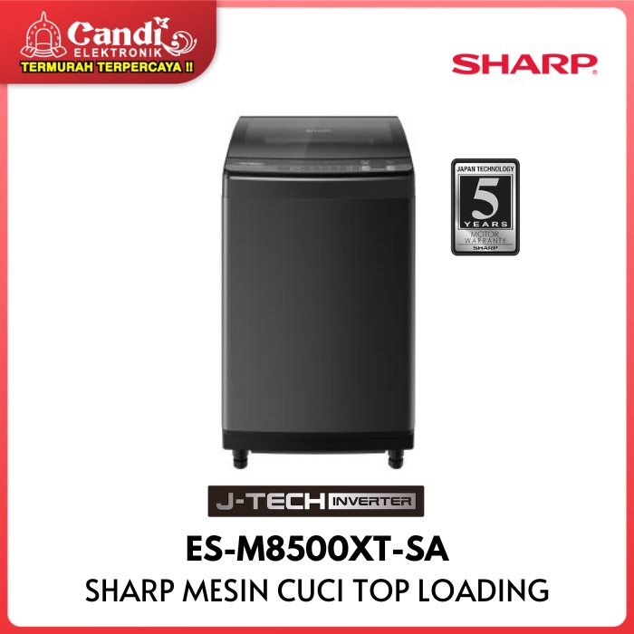 SHARP MESIN CUCI ES-M8500XT-SA 8,5 KG INVERTER TOP LOADING 1 TABUNG ESM8500XTSA ES M8500XT SA