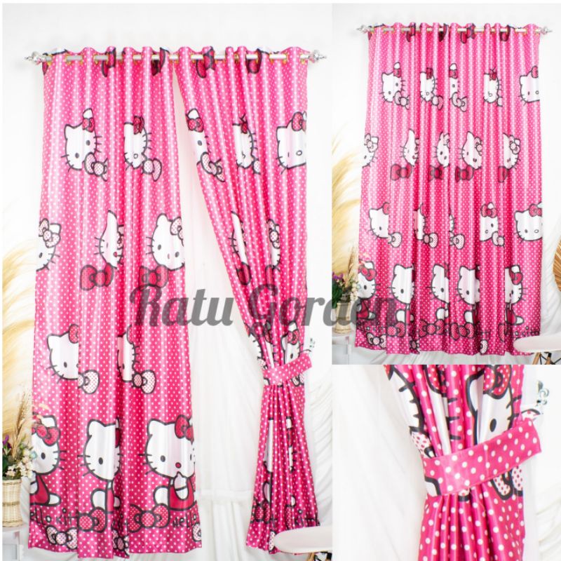 Gorden Blackout Hello Kitty komplit poni/Gorden Karakter minimalis/Gorden jendela kamar/Gorden Lucu/