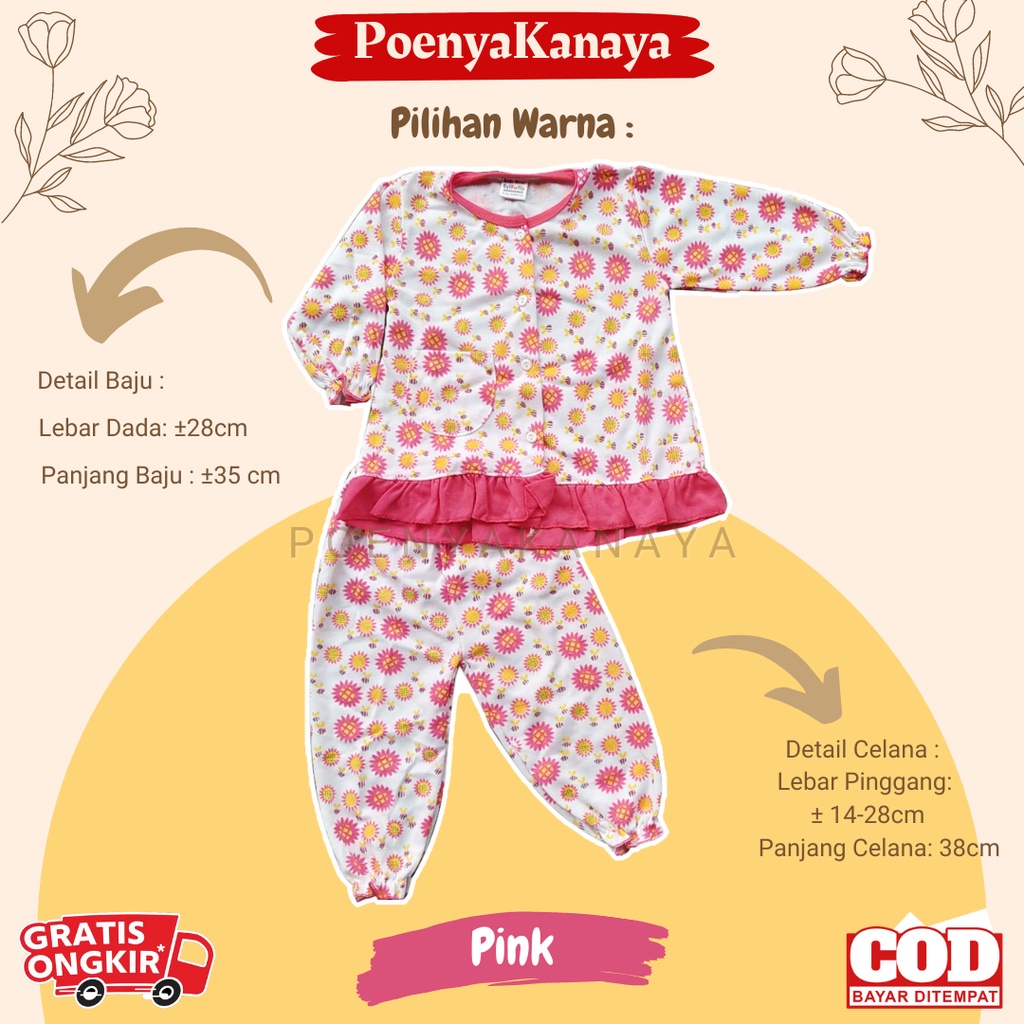 Setelan Baju Bayi Piyama Bayi Panjang Perempuan BEE FLOWER Syifana 6-18 bln SPY112