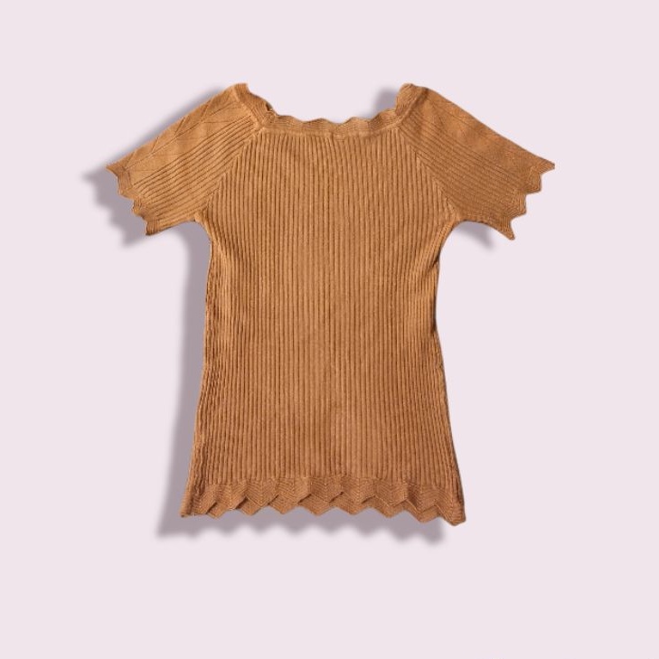 Preloved Top Knit Atasan Rajut Coklat Bata Brick