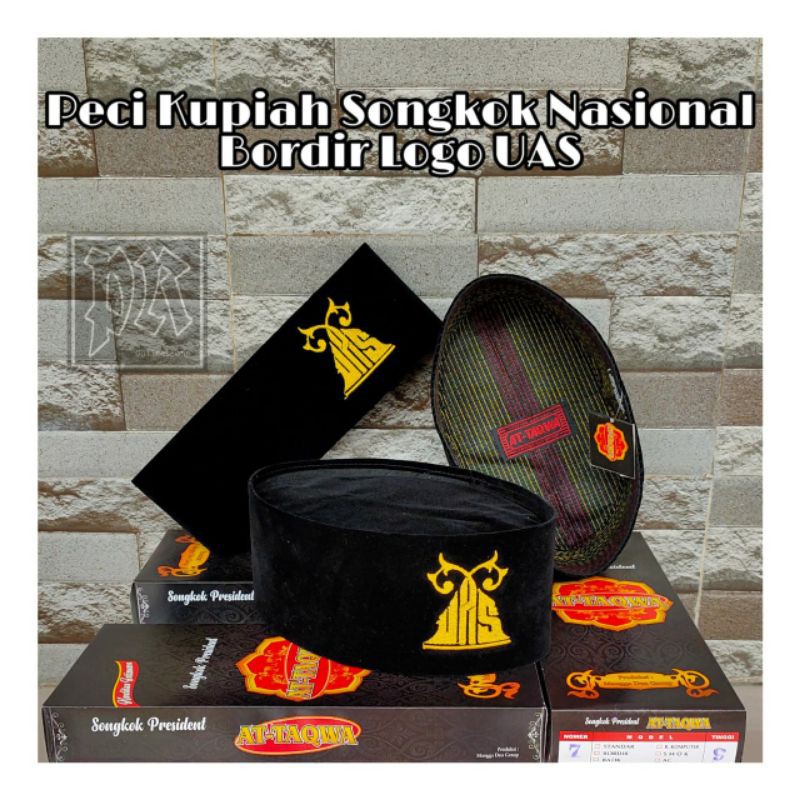 Peci Songkok Kupiah Hitam Bordir Logo UAS