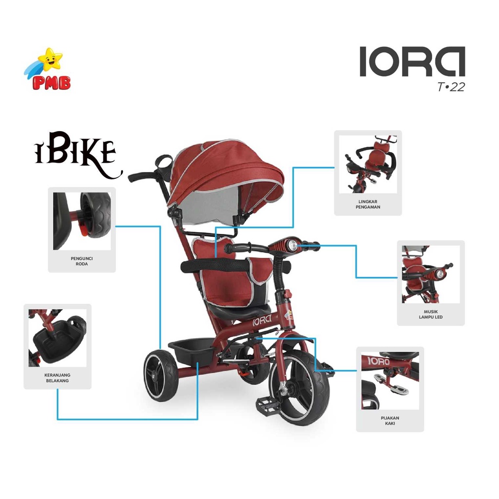 Sepeda Anak Roda tiga Iora pmb T21 dan T22