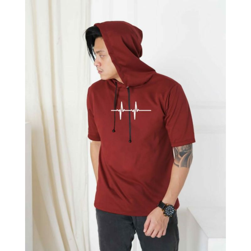 COD - ARPIOS SHOP - Hoodie DETAK JANTUNG - Hoodie Lengan Pendek PRIA / WANITA / Couple Kekinian