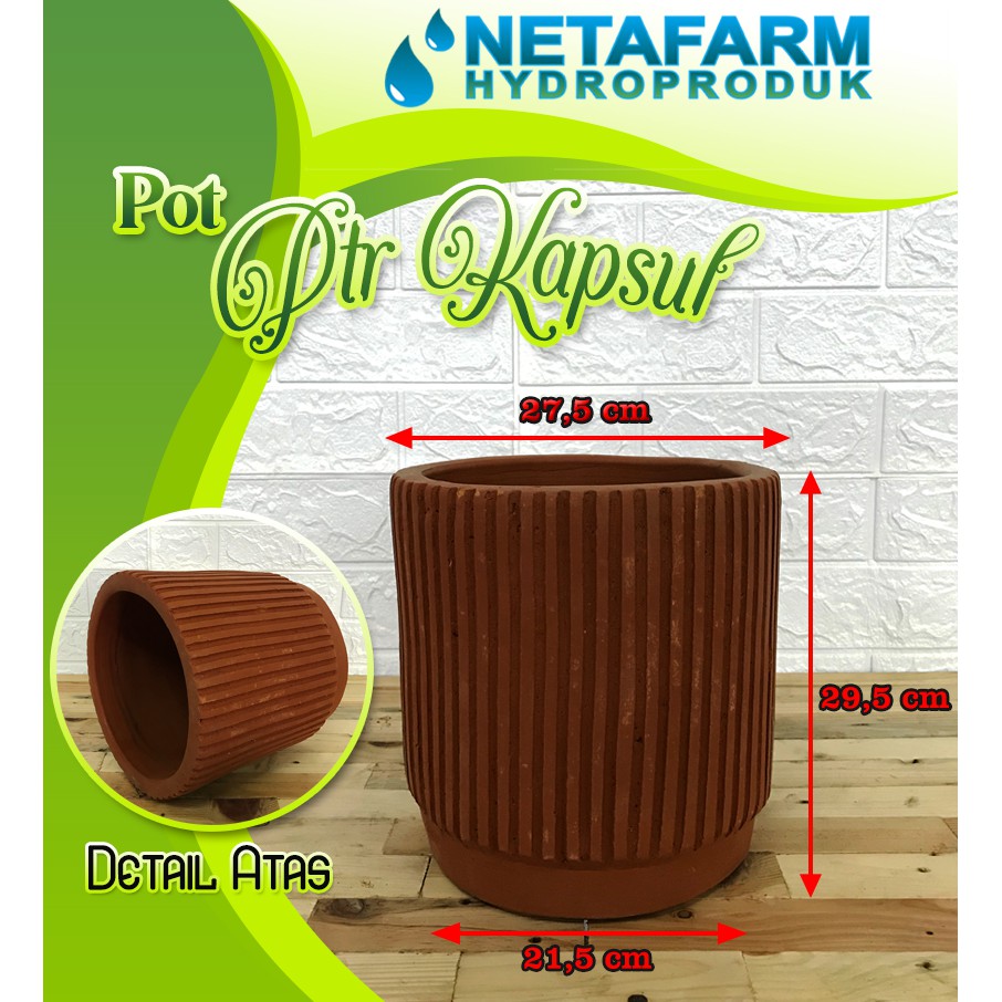 Pot Gerabah Terracotta / PTR KAPSUL Lurus Polos XL (D = 27,5 T = 29,5)