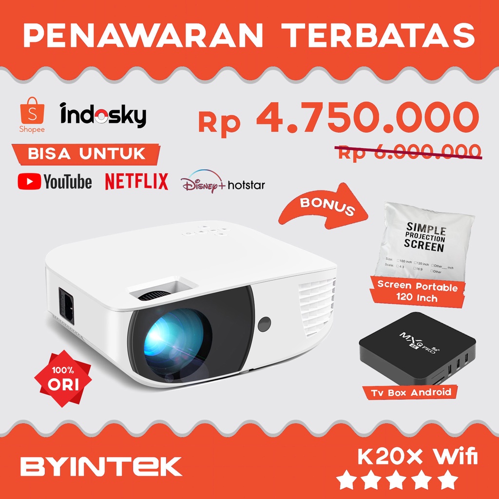 Jual Penawaran Terbatas K X Wifi Byintek Proyektor K Full Hd