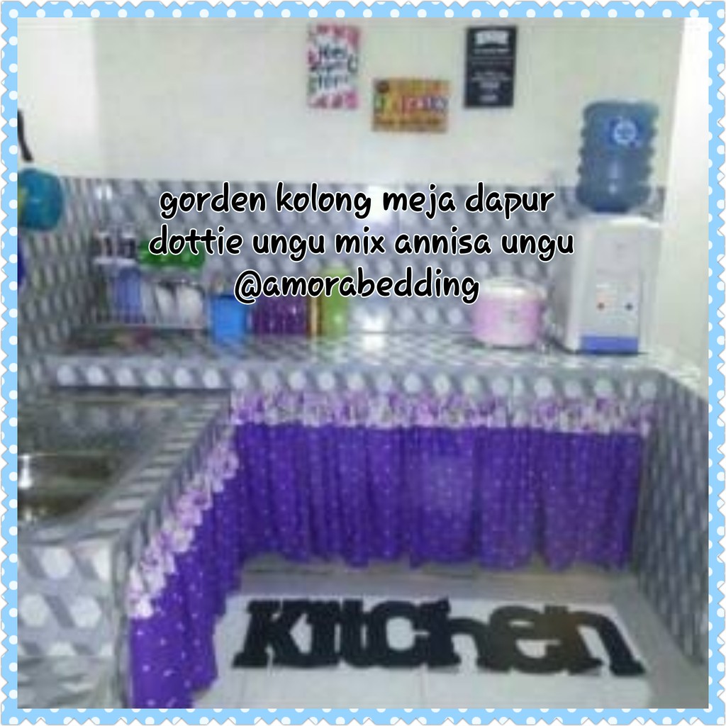 Gorden Kolong Meja Dapur Dottie Ungu Mix Annisa Ungu Shopee