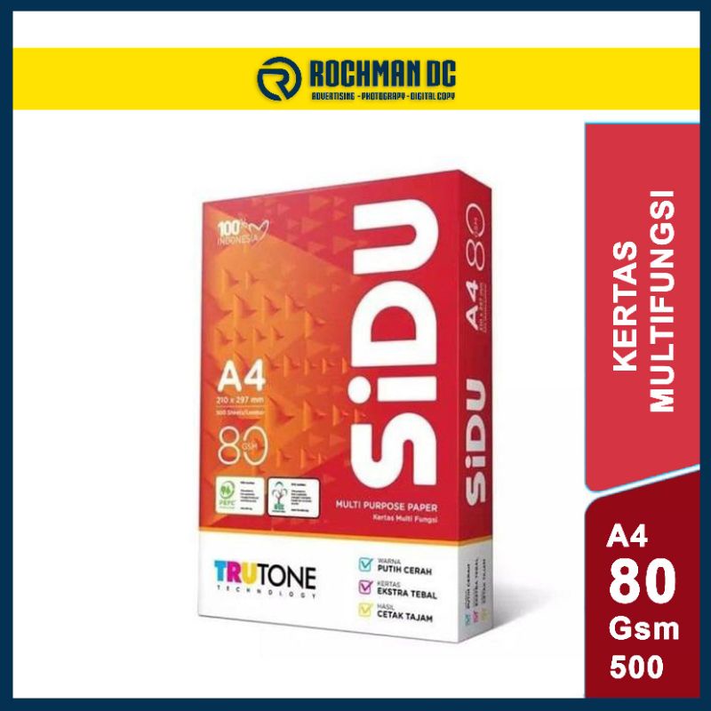 

HVS SIDU A4 80gsm, Kertas Fotocopy, kertas Print