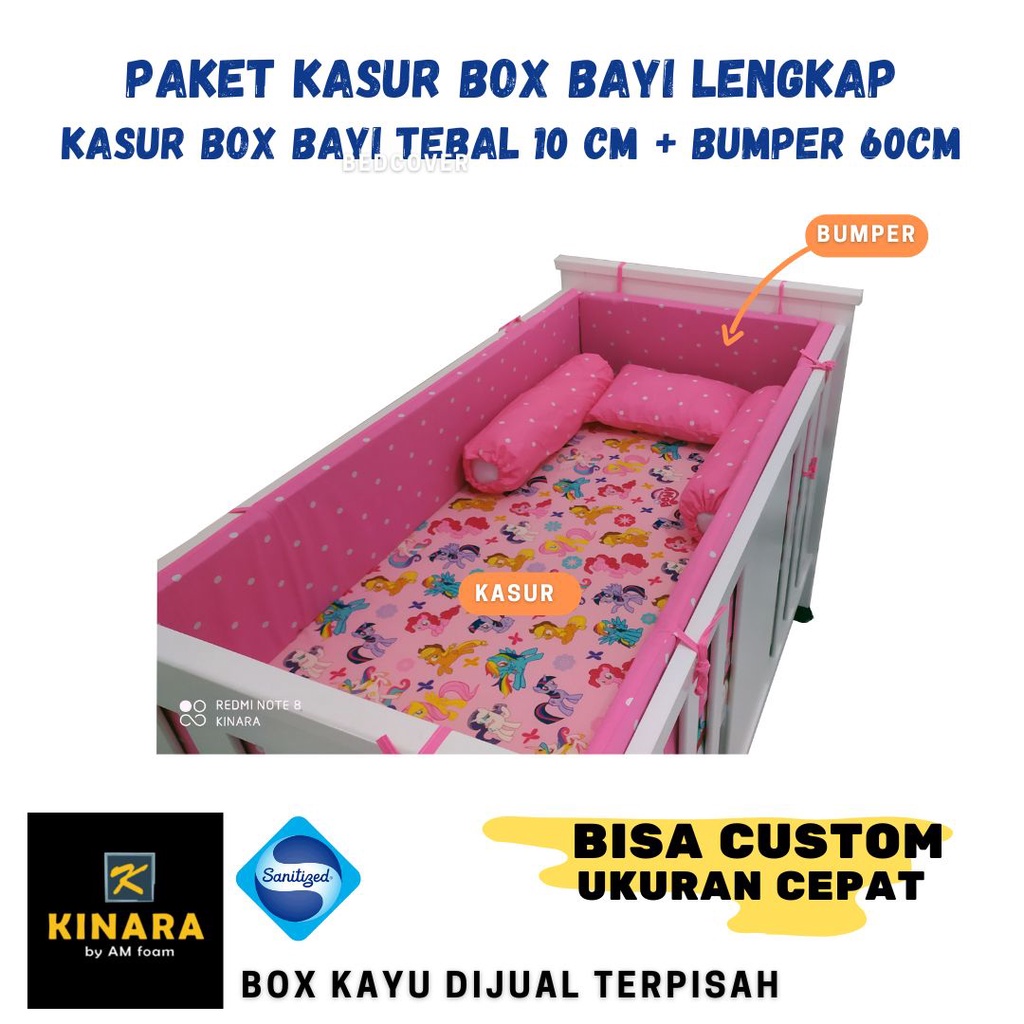 Paket Lengkap Kasur Box Bayi Bumper Bed Cover Sprei