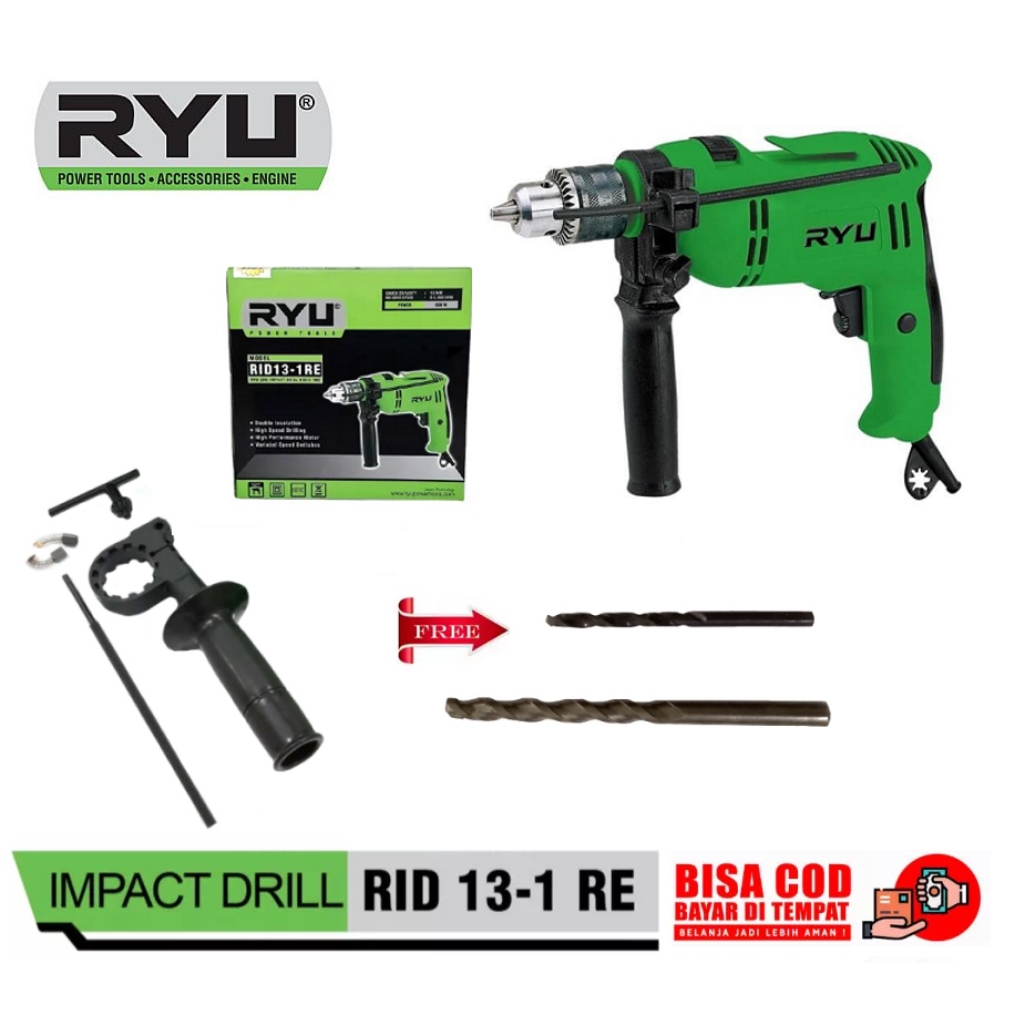 RYU RID 13-1 RE Mesin Bor Beton 13 mm Impact Drill Variable Speed Bolak Balik Mesin Bor Tembok Besi Tembok 13mm MURAH ORIGINAL BERGARANSI