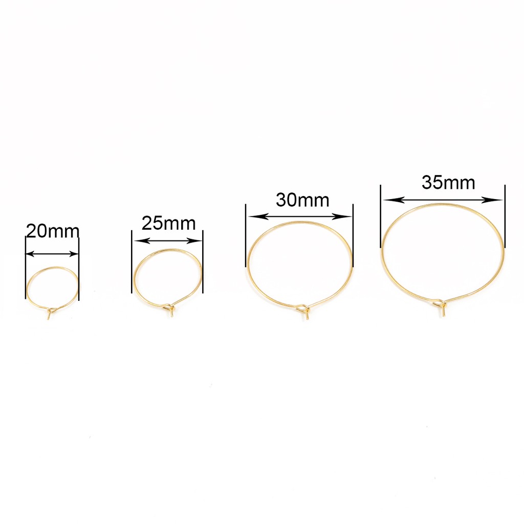 50 PCS Metal Wire Circle Earrings Beading Hoops Gold Silver Plated Wine Glass Charm Rings For DIY Earring Jewelry Making Findings