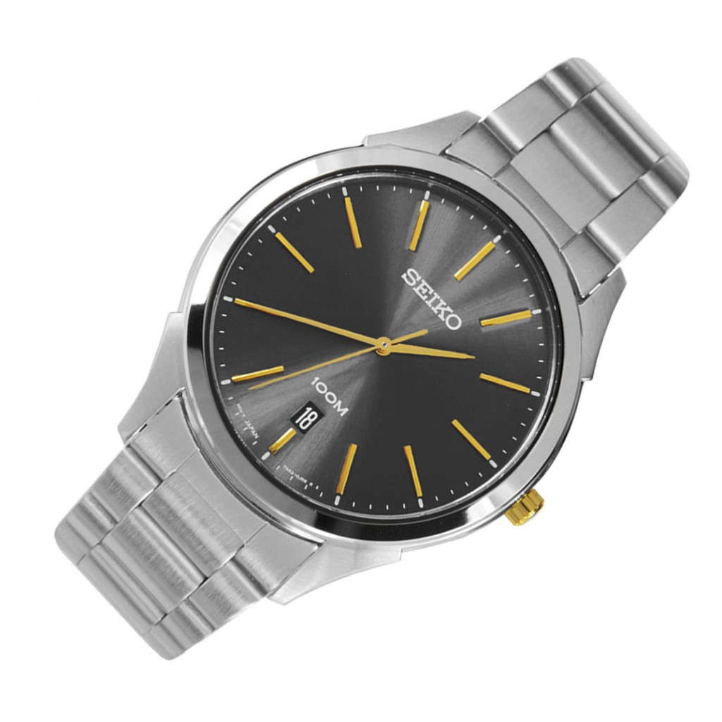 Seiko Mens SGEG73P1 Quartz Classic Black Silver Gold | Jam Pria SGEG73