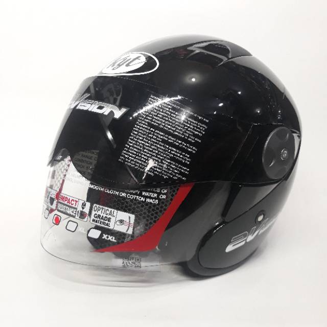 Helm KYT 2 VISION HITAM METALIC Glossy Paket Ganteng