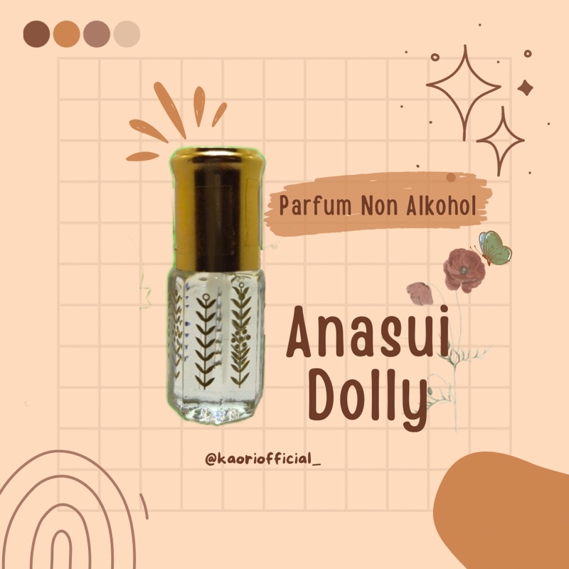Parfum Anasui Dolly Kemasan Tola Padi Ukuran 3 , 6 dan 12 ml 100% Murni Bibit Parfum Tidak Mengandung Campuran Apapun