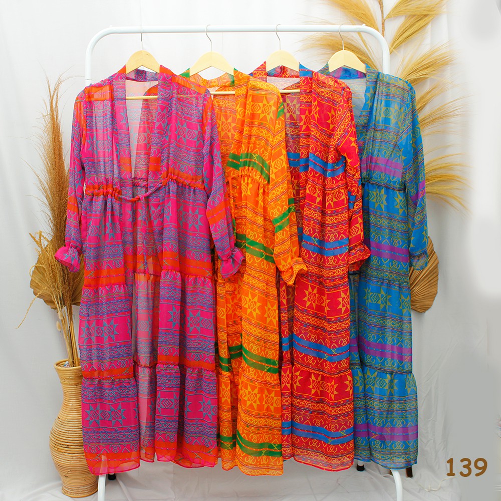 |JakartaFashion| long cardigan gamis ceruti tribal panjang otter tali serut depan etnic susun cantik