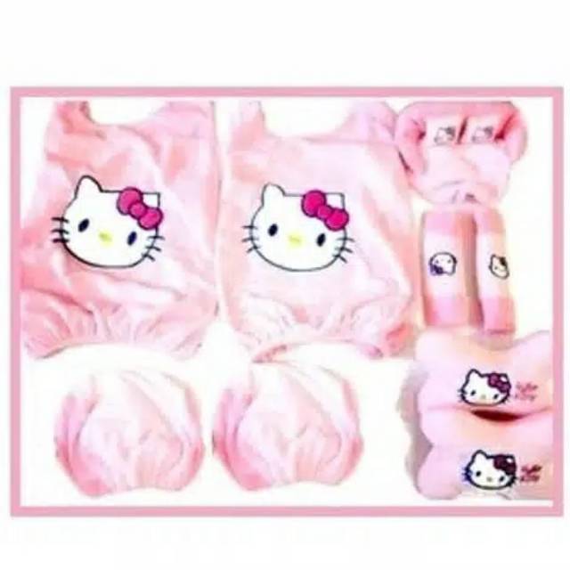 Bantal Mobil Hello kitty Set 5in1 / Sarung Jok  Set 5in1 Hello kitty