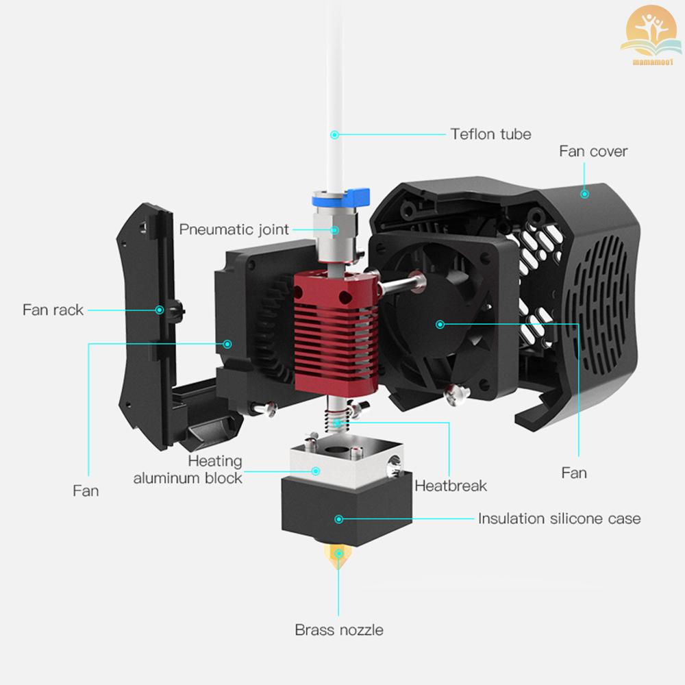 Original Creality Assembled Full Extruder Hotend Kit Double Cooling Fan with 0.4mm Nozzle Aluminum Heating Block 100K Ohm Thermistor 24V Compatible with Creality Ender-3 V2 3D Printer