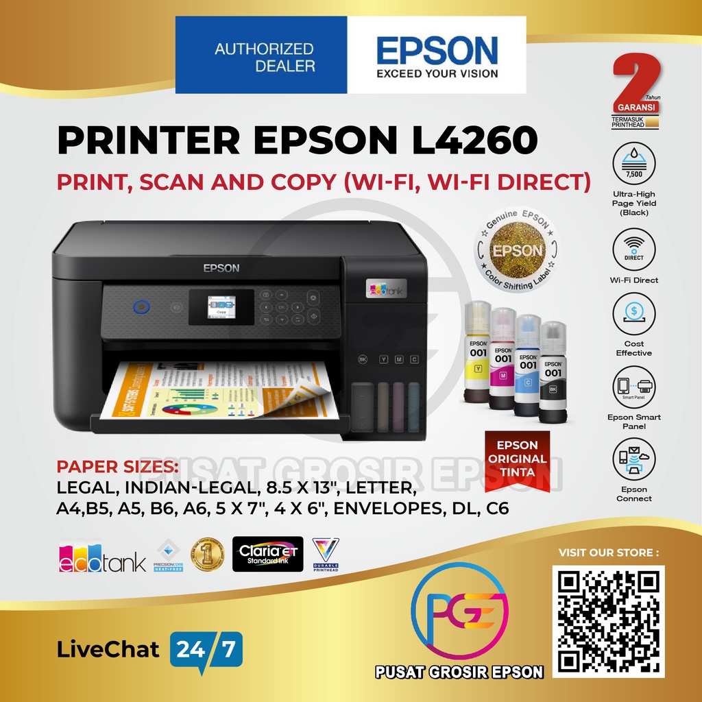 PRINTER EPSON L4260 L-4260 L 4260 ECO TANK WIFI DUPLEX A4 ALL IN ONE INK TANK GARANSI RESMI