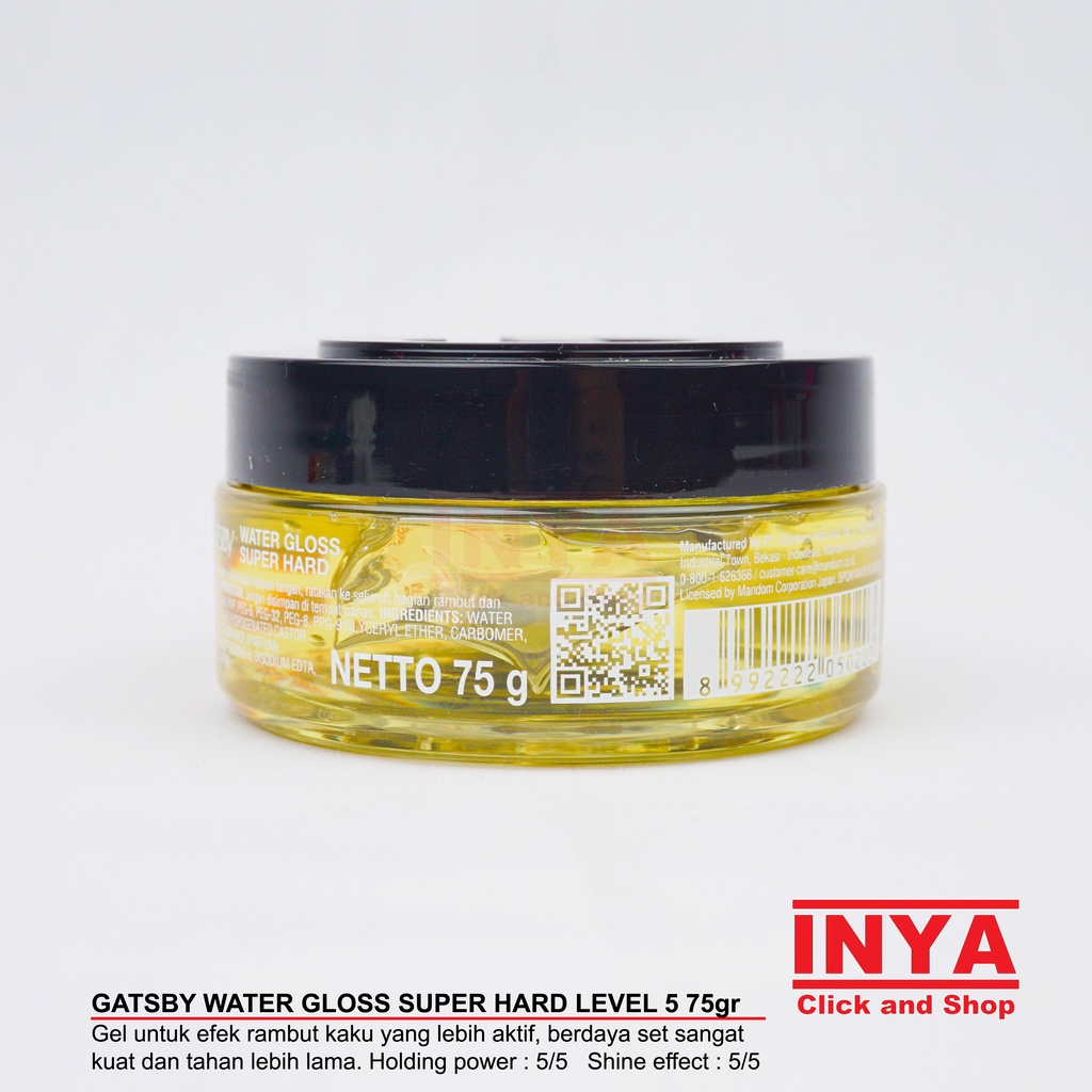 GATSBY WG WATER GLOSS SUPER HARD LEVEL 5 HAIR GEL 75gr