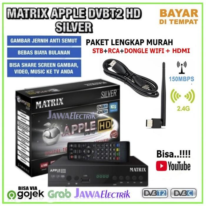 Paketan Komplit Matrix Receiver Tv Set Top Box Silver Dvb T2 Digital