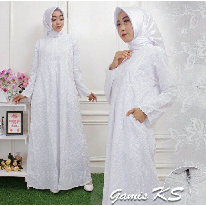 ALL FAZZA MUSLIM | GAMIS PUTIH KATUN PARIS PREMIUN KANTONG SAMPING | GAMIS IHROM WANITA | GAMIS PUTI