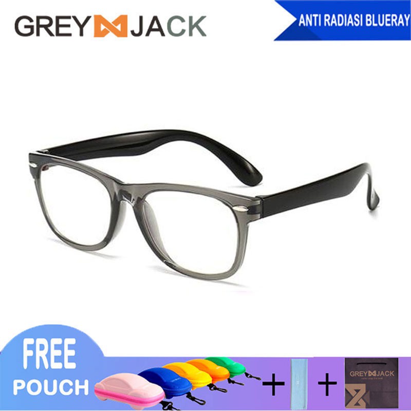 Grey Jack Kacamata Anak Antiradiasi Blueray Kotak Transparan Fashion Anak Perempuan dan Laki-laki New 802-T-C34 GREY-T