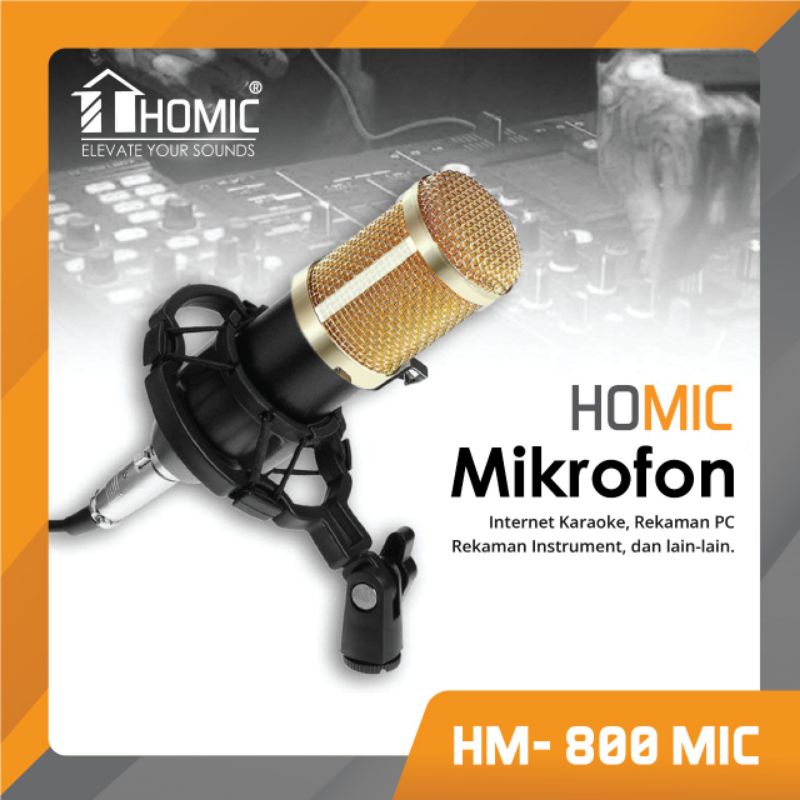 Homic Microphone Mic Paket Condenser Recording Livestream Podcast BM 800