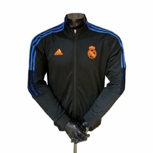 JAKET BOLA REAL MADRID HITAM GRADE ORI 2021-2022