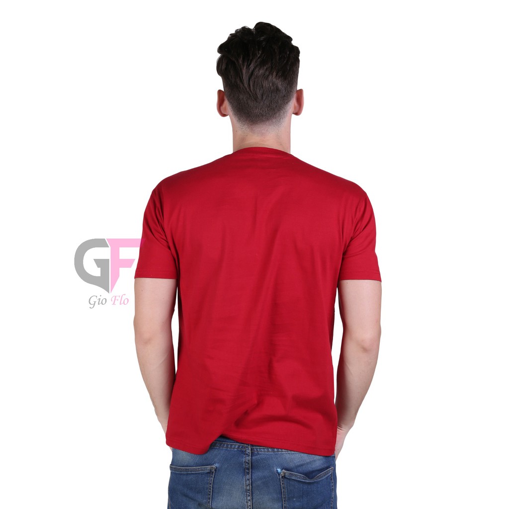 GIOFLO Baju Distro Cowok Kaos Polos Lengan Pendek Merah Maroon / PLS 26