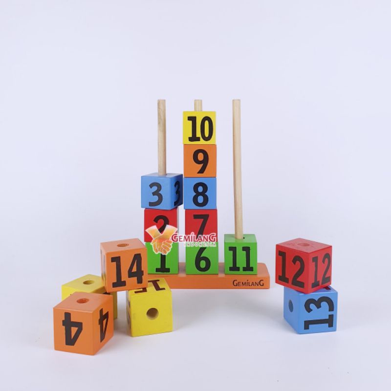 Balok Susun Angka Mainan Kayu Edukasi Balok Angka
