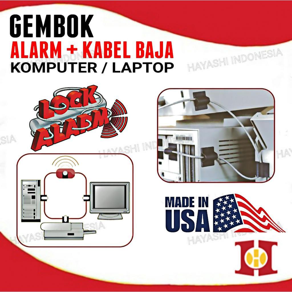 LOCK ALARM Gembok Alarm Komputer Laptop Kabel Baja ORIGINAL USA