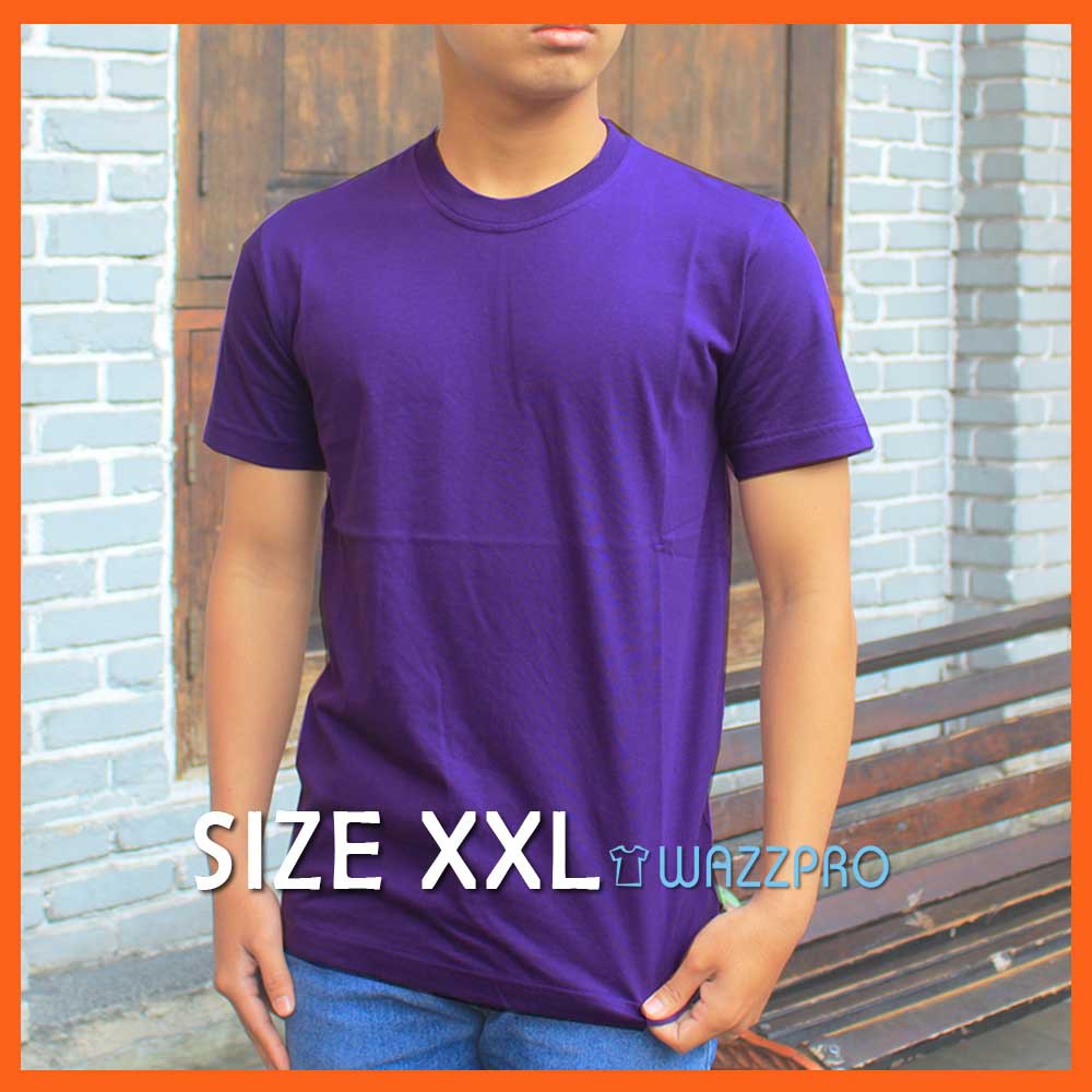 XXL Kaos Polos Distro Pria Wanita Cotton Combed 30s Lengan Pendek ungu/ Baju Polos Cowok XXL ungu