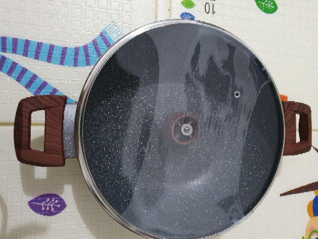 Ki0648 Cypruz 26cm Kuali Marble With Lid Induksi Wok Tutup Kaca