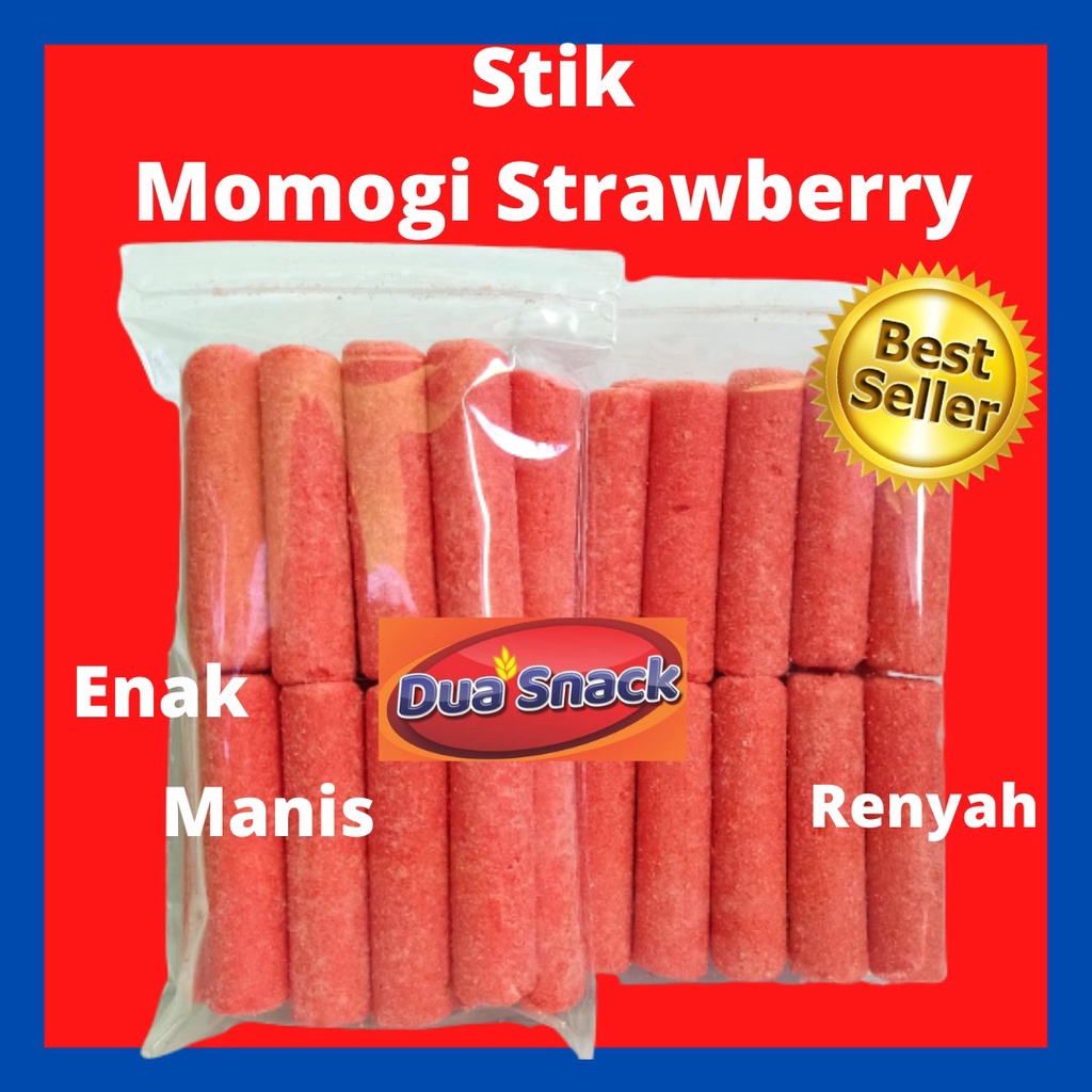 Makanan Ringan Cemilan Jajanan Snack Stik Momogi Strawberry 80gr Enak Manis Lezat Renyah Disukai Ana