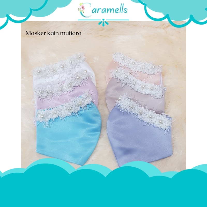 ♡ CARAMELLS -  MASKER PESTA ♡ masker mutiara - masker payet - masker bordir - masker brukat - masker