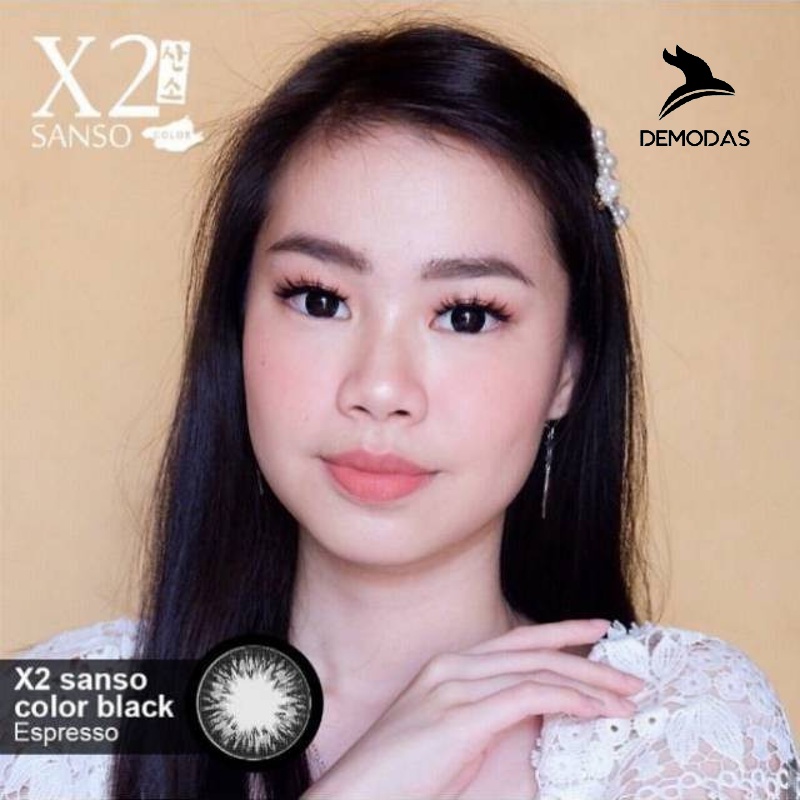 Softlens Sanso Black X2 Gratis Minus Normal Mocha Espresso Ebony Demodas Glasses Soflen Kontak Lens Lensa Kontak