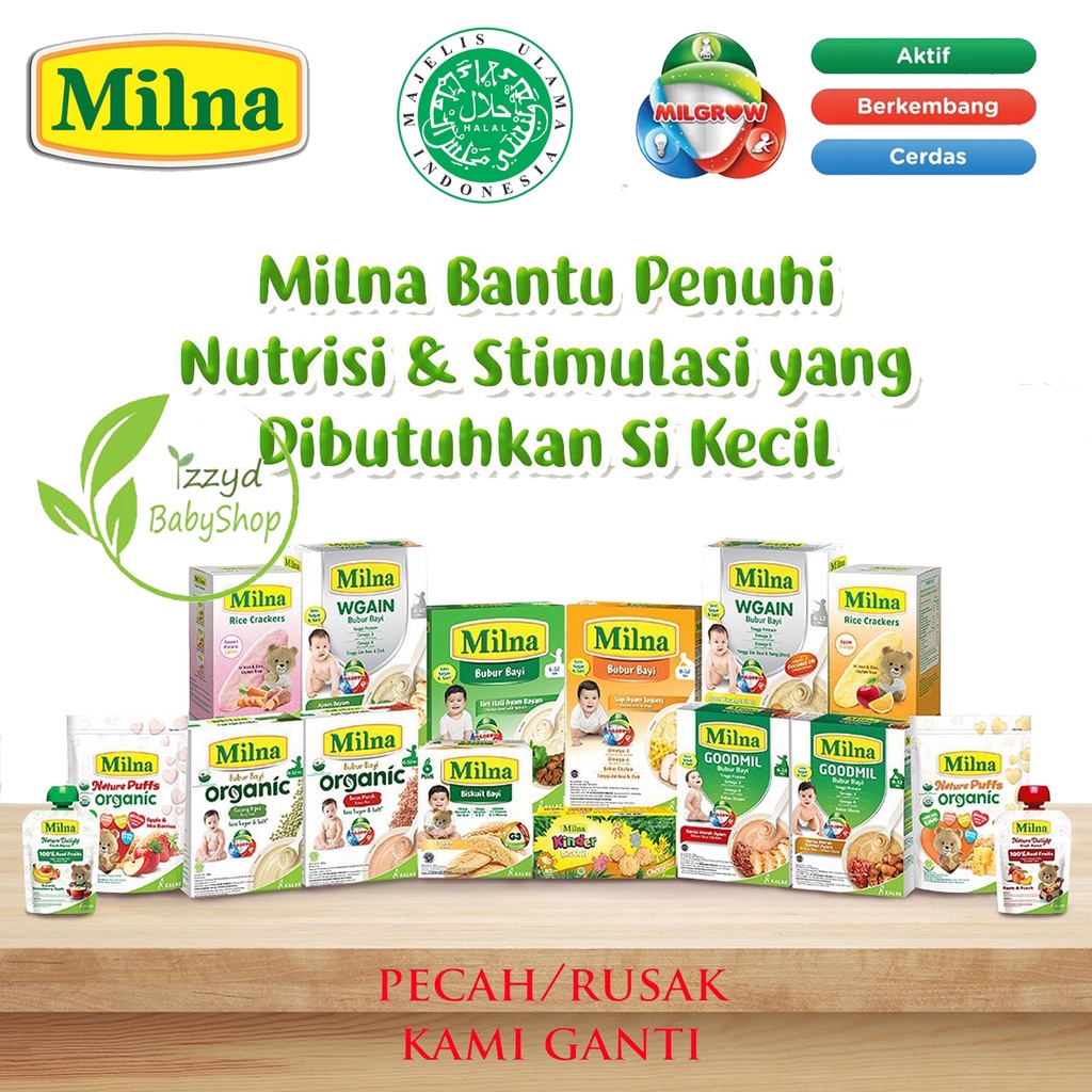 Milna bubur reguler tim, wgain, goodmil 6+ 8+ 9+ 12+ mpasi bayi bubur organik organic