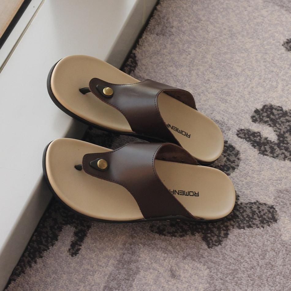 [SKU : ACPWQ] Sandal Pria ROMENACO LCL01-02-03-04 BROWN CREAM | BLACK | BLACK TAN | WHITE BLACK