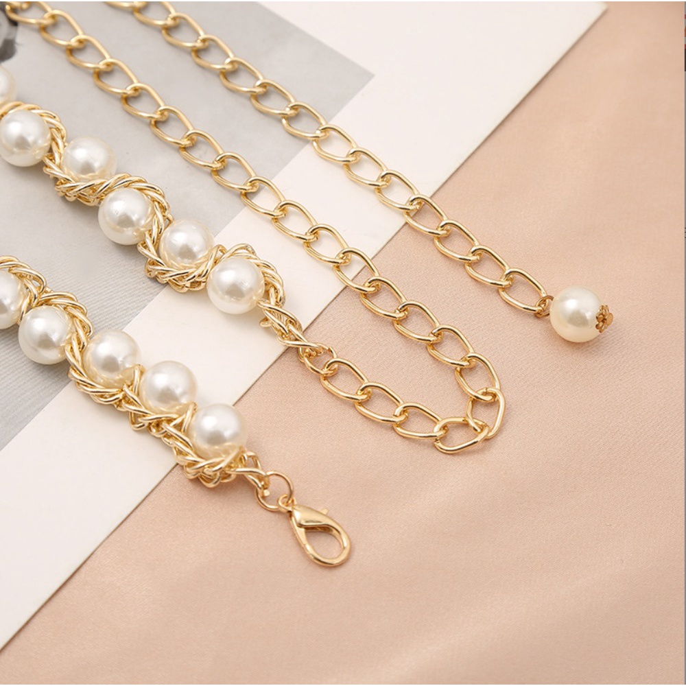 Ikat Pinggang Wanita Mutiara PEARL SWIRL Korea Fashion Style  Women Pearl Belt Gasper Cewe Sabuk Elastis