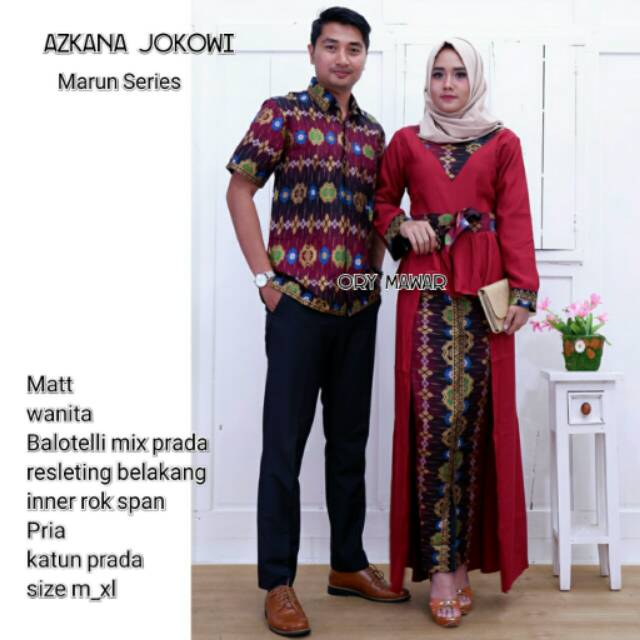 COUPLE KEBAYA MURAH AZKANA JOKOWI MARUN SERIES COUPLE BATIK MURAH COUPLE BATIK MODERN TERMURAH