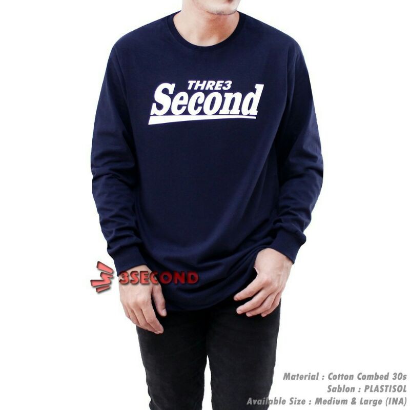 Kaos Panjang Pria 3second / Longsleeve 3 second Murah