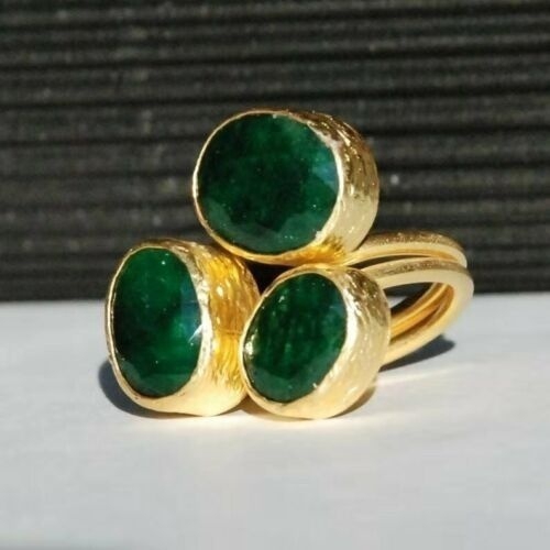 Cincin Wanita Ukuran 5-12 Gaya Retro Aksen Emerald Untuk Pernikahan Dan Pertunangan