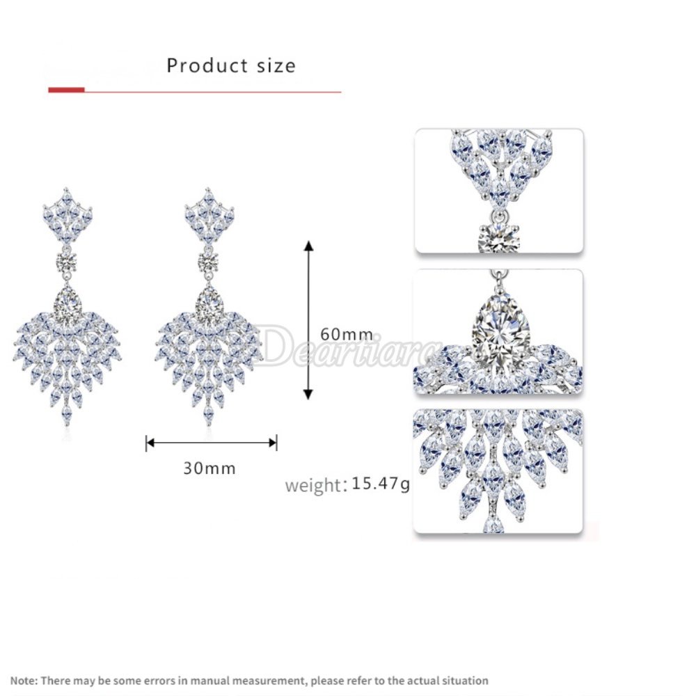 Anting Gantung Panjang Model Tetesan Air Dengan Batu Zircon Warna Emas Putih Untuk Wanita