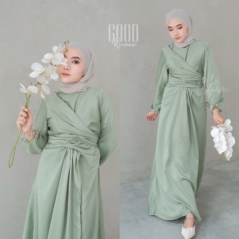 LUX satine dress by LANRE - dress gamis lebaran - dress satin - gamis satin - abaya turki dress kondangan