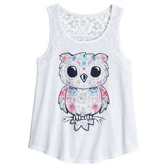 Kaos Anak Singlet | Tanpa Lengan | Tanktop Putih Motif Burung Hantu | Owl